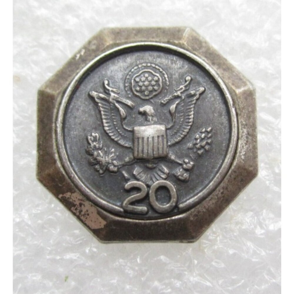 Vtg US Federal Government 20 Years of Service Chrono Sterling Silver Lapel Pin